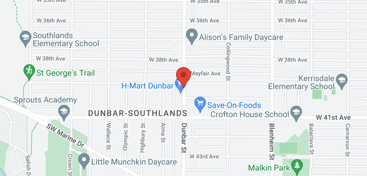 map of 305 3590 W 39TH AVENUE